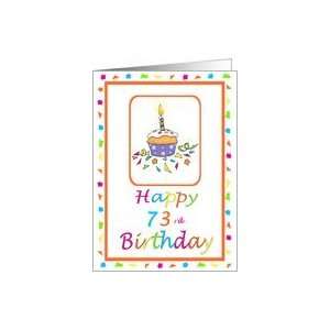  73 Years Old Lit Candle Cupcake Birthday Party Invitation 