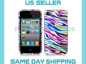 Colorful Zebra Print Design Snap On Case Cover For Apple iPhone 4 4S 