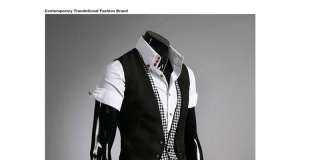   Design Black Mens Slim Dress Vest Fit Suit Medium Large 1008  