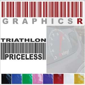   Barcode UPC Priceless Triathlon Swimming Running Cycling A774   Red