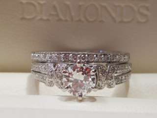 ZALES CERTIFIED COLORLESS Vintage Style Round Diamond Engagement Ring 