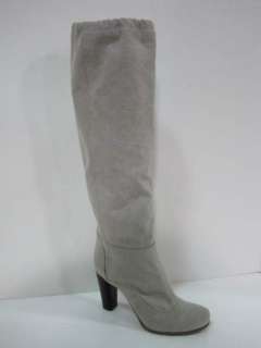 Nina Ricci womens gris sable canvas knee high boots $975 New  