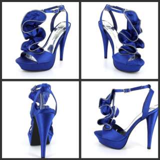 Wild Diva LAMIS 11 Royal Blue Zipper Detailed Ruffled High Heels 