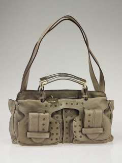 Chloe Greenstone Lambskin Leather Studded Saskia Medium Satchel Bag 