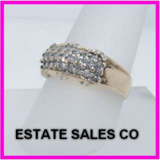 Ladies 14k Yellow Gold Round Diamond Pave Set Right Hand Fashion Ring 