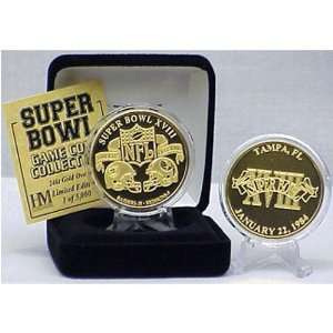  24kt Gold Super Bowl XVIII flip coin 