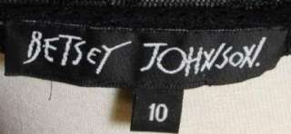 Betsey Johnson Black Sheer Knit Long Sleeve Short Dress Size 10  