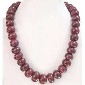 Amazing Single Row Natural Cabochon Ruby Beaded Necklace