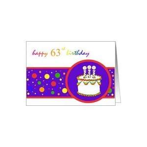  63rd Happy Birthday Cake rainbow design Card Toys & Games
