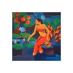  NOVICA Cubist Painting   Flower of Peacefulness