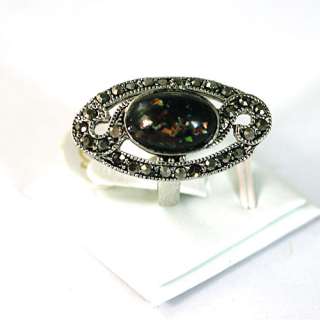 d7109 Size 9 Tibetan Silver Colour Agate Gemstone Diamante Zircon 