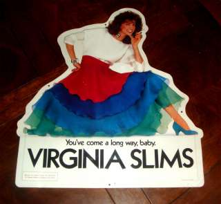 Vintage 1983 VIRGINIA SLIMS Youve Come A Long Way Baby METAL SIGN 