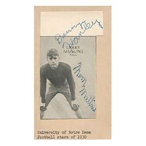 Danny Hanley / Moon Mullins Autographed / Signed 1930 Notre Dame Stars 