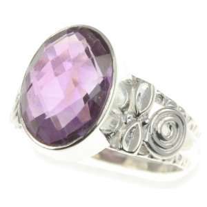  925 Sterling Silver NATURAL AMETHYST Ring, Size 8, 4.74g Jewelry