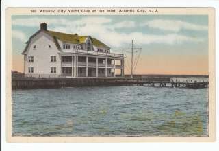   City Yacht Club NJ Postcard Boating Yachting New Jersey Linen Old Boat