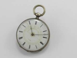 Antique Solid Silver Key Wind Pocket Watch NR  
