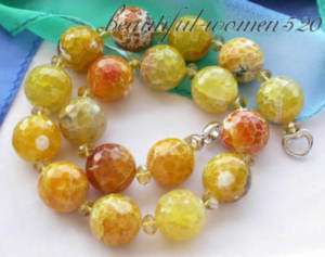 HUGE 18 20MM round faceted Lemon stone bead NECKLACE  