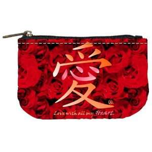 Chinese Love Heart Roses Mini Coin Purse