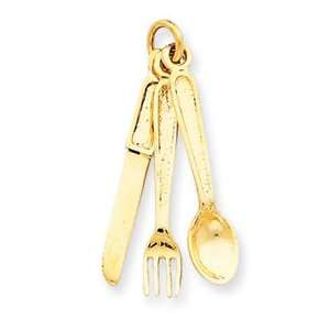   Fork and Spoon Charm   Measures 28.7x14.2mm   JewelryWeb Jewelry