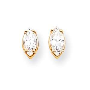  14k 7x3.5mm Marquise Cubic Zirconia Earrings   JewelryWeb 