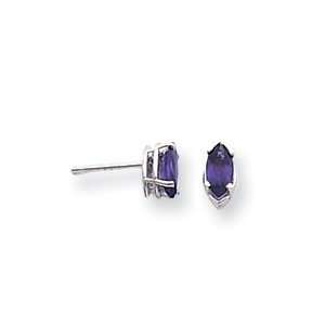  14k White Gold 7x3.5mm Marquise Amethyst Earrings West 