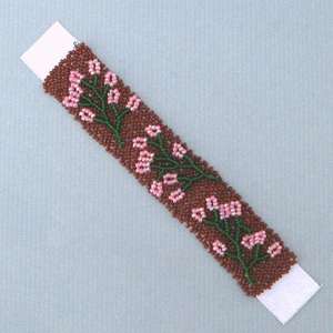 5x1 APPLIQUÉ 3D PINK FLOWER BEADWORK BEADED STRIP 26/16  