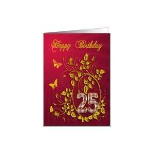  25th Birthday party with golden butterflies Card Toys 