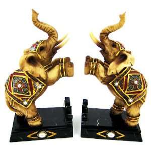  Pair Of Rearing Elephant Bookends Book Ends