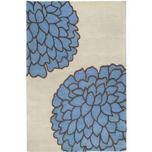 Surya Artist Studio Ivory Blue Flowers Contemporary 2 6 x 8 Runner 