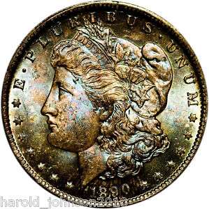 1890 O $1 Silver Morgan Dollar GemBU Spiked Eagle Vam7A  