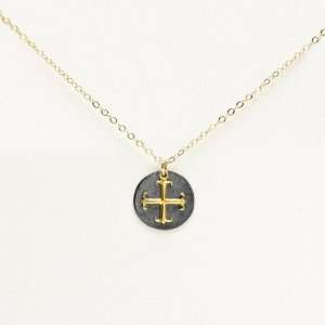   Collection Mixed Metals Gold Dipped English Cross Necklace   18 Inches