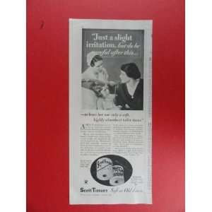 1933 scott tissue, print advertisement (girl in bed.) original vintage 