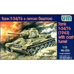 T34/76 WWII Soviet Tank w/Cast Turret, 7.62mm Machine Gun Mod. 1943 