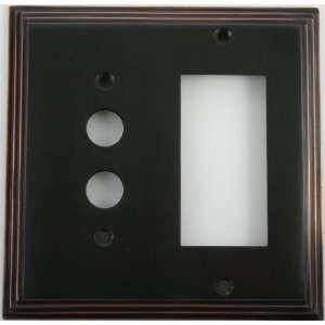 Deco Style Oil Rubbed Bronze 2 Gang Wall Plate   1 Push Button Switch 