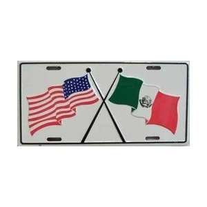  USA / Mexico Flags License Plate Plates Tags Tag auto 