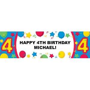  #4 Primary Personalized Birthday Banner Standard 18 x 61 