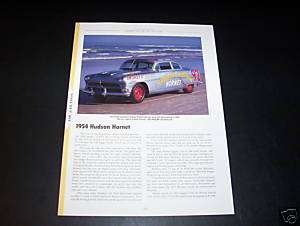 THE 1954 HUDSON HORNET CAR HISTORY INFO SPEC PAGE FREE SHIP MINT 