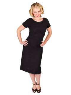 Vintage Black Wool Boucle Dress Kimberly 1950S  