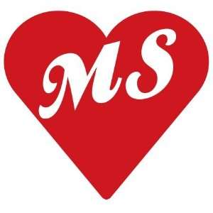  Mississippi State Abbreviation MS Heart   Decal / Sticker 
