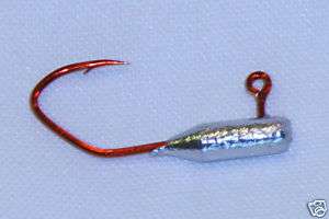100 pk 1/16 oz Tube Insert Crappie Jigs Red Sickle Hook  