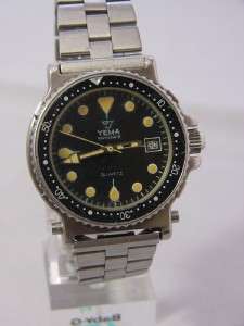 Vintage YEMA Navygraf II 300 M Stainless Quartz Dive Watch  
