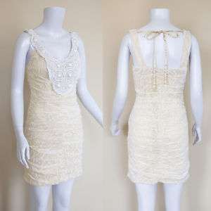 Lace Sheath Tank Dress/ Beige(Yellowish), White  