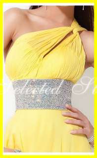 2012 One Shoulder Beaded Chiffon Yellow Long/Short Cocktail/Party/Prom 