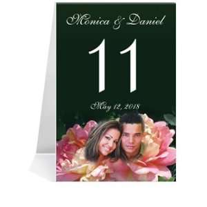 Photo Table Number Cards   Twin Peach Roses on Black #1 