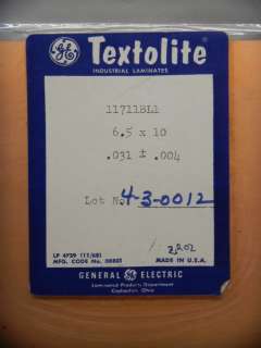 General Electric Textolite 6.5 inch X 10 inch sheet  