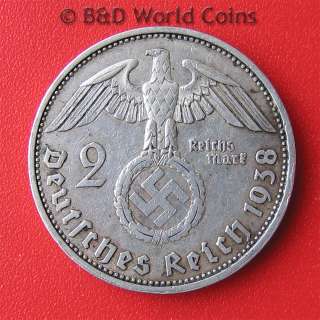 diameter mm 1938 a 2 reichsmark 93 vf silver 625 8 1607 25 small nicks