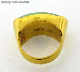 22k Yellow Gold Jadeite Jade Ring Signed Lucky  