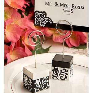 Bridal Shower / Wedding Favors  Black & White Damask Design Placecard 