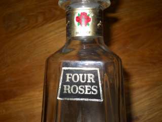 Vintage Empty Four Roses Clear Glass Decanter VGC  
