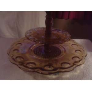  2 TEIR SERVICING OR CANDY DISH WITH ALL WOOD LEGS AND A 